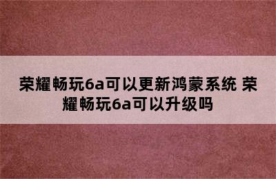 荣耀畅玩6a可以更新鸿蒙系统 荣耀畅玩6a可以升级吗